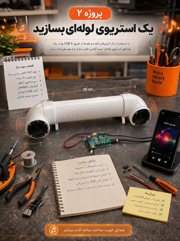 پروژه دوم : یک استریوی لوله ای بسازید