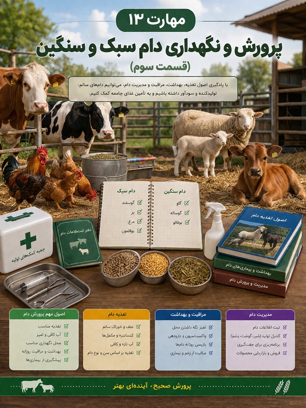 مهارت 13 : پرورش و نگهداری دام سبک و سنگین