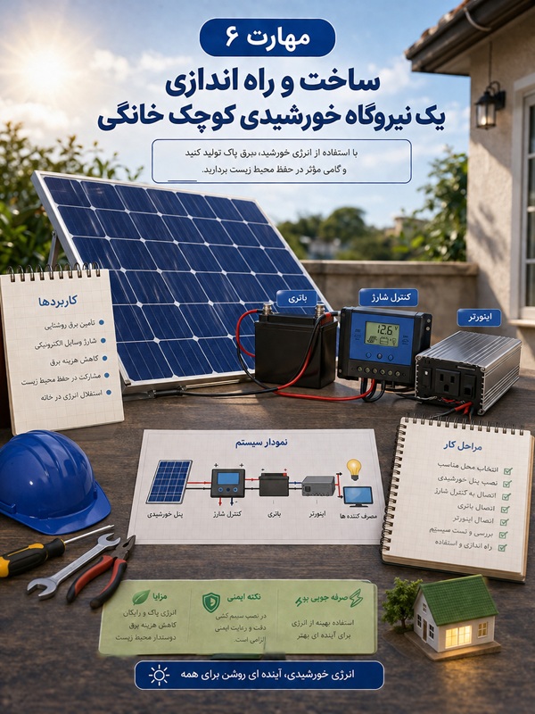 مهارت 6 : ساخت و راه اندازی یک نیروگاه خورشیدی کوچک خانگی