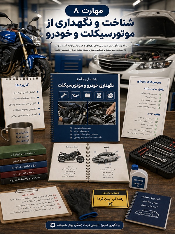 مهارت 8 : شناخت و نگهداری از موتور سیکلت و خودرو